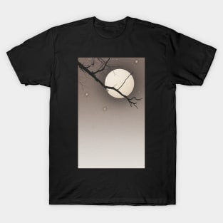 Tree Branch with Full Moon in the Night Sky T-Shirt